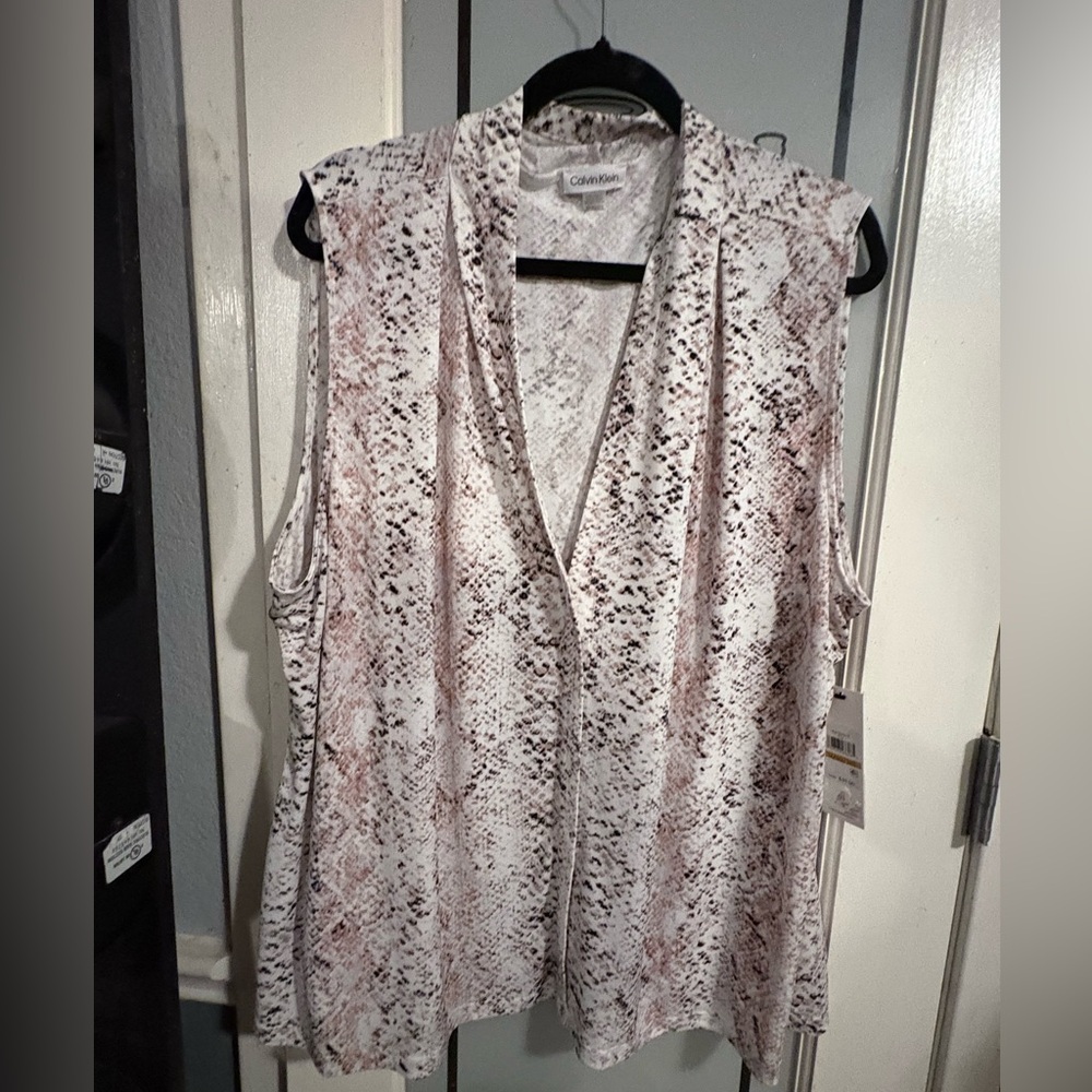 🖤 Calvin Klein Animal Print Sleeveless Top – Women’s 3X | NWT P28/L28 - Picture 2 of 6